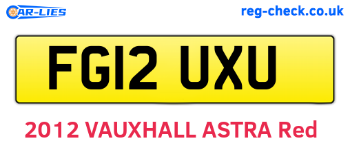 FG12UXU are the vehicle registration plates.