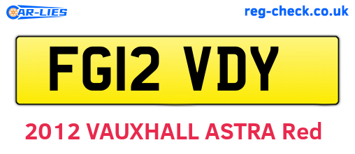 FG12VDY are the vehicle registration plates.