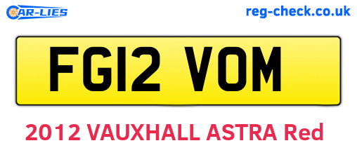 FG12VOM are the vehicle registration plates.