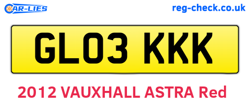 GL03KKK are the vehicle registration plates.