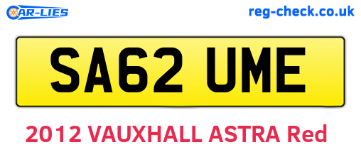SA62UME are the vehicle registration plates.