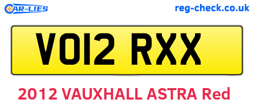 VO12RXX are the vehicle registration plates.