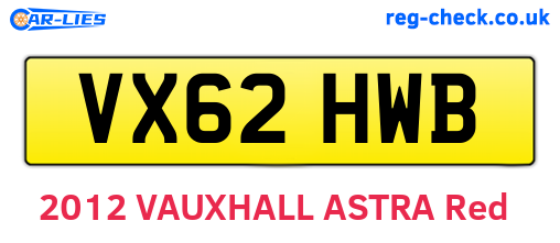 VX62HWB are the vehicle registration plates.