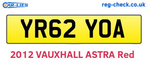 YR62YOA are the vehicle registration plates.