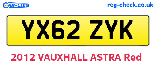 YX62ZYK are the vehicle registration plates.