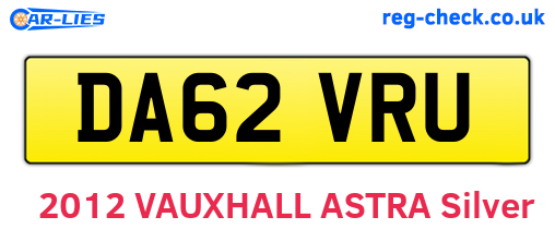 DA62VRU are the vehicle registration plates.