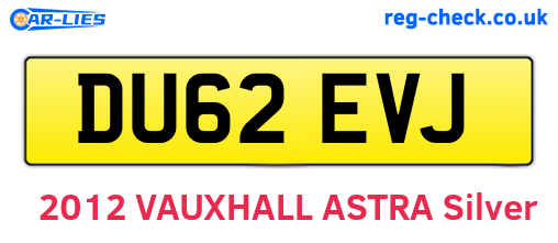 DU62EVJ are the vehicle registration plates.