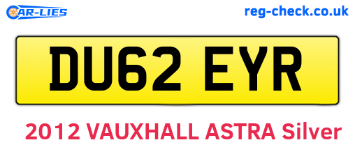 DU62EYR are the vehicle registration plates.