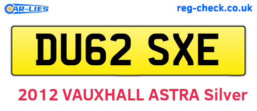 DU62SXE are the vehicle registration plates.