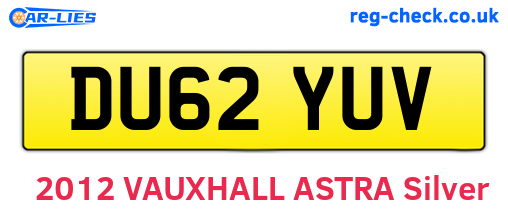DU62YUV are the vehicle registration plates.