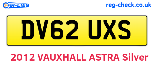 DV62UXS are the vehicle registration plates.
