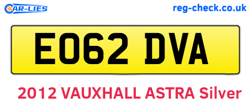 EO62DVA are the vehicle registration plates.