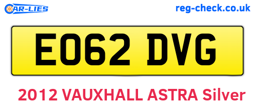 EO62DVG are the vehicle registration plates.