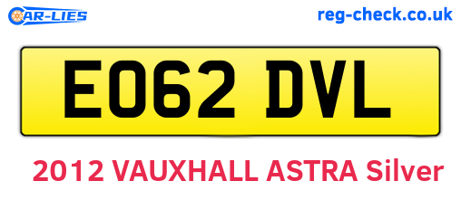 EO62DVL are the vehicle registration plates.