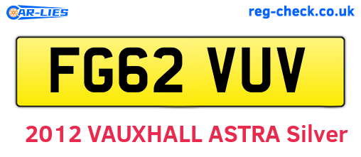 FG62VUV are the vehicle registration plates.