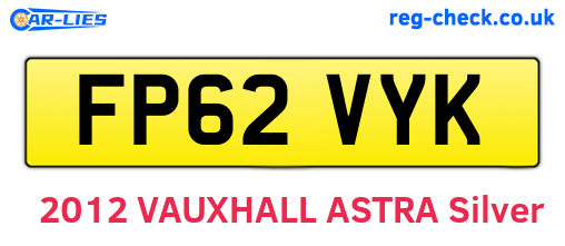 FP62VYK are the vehicle registration plates.