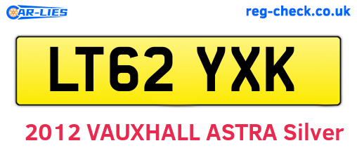 LT62YXK are the vehicle registration plates.