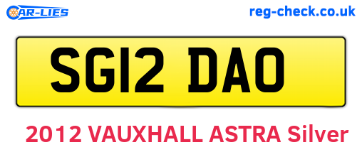 SG12DAO are the vehicle registration plates.