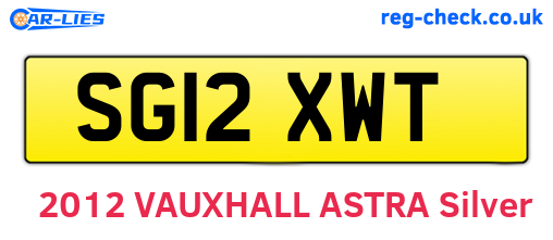SG12XWT are the vehicle registration plates.