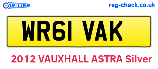 WR61VAK are the vehicle registration plates.