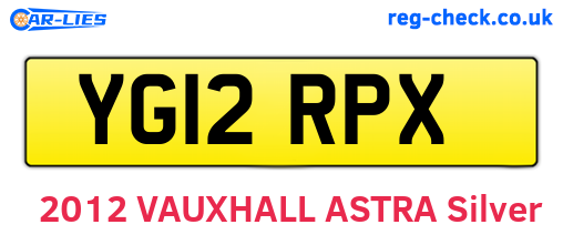 YG12RPX are the vehicle registration plates.