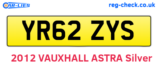 YR62ZYS are the vehicle registration plates.