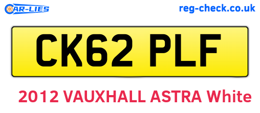 CK62PLF are the vehicle registration plates.