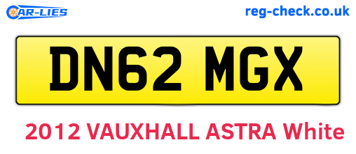 DN62MGX are the vehicle registration plates.