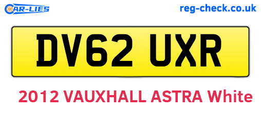DV62UXR are the vehicle registration plates.