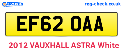 EF62OAA are the vehicle registration plates.