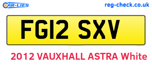 FG12SXV are the vehicle registration plates.