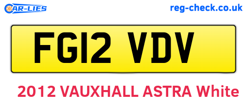 FG12VDV are the vehicle registration plates.