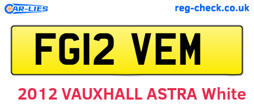 FG12VEM are the vehicle registration plates.