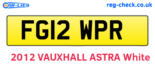 FG12WPR are the vehicle registration plates.
