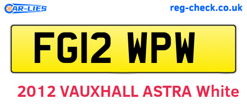 FG12WPW are the vehicle registration plates.