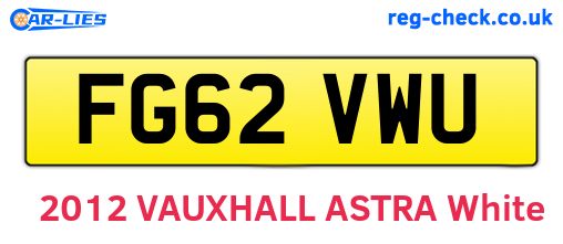 FG62VWU are the vehicle registration plates.