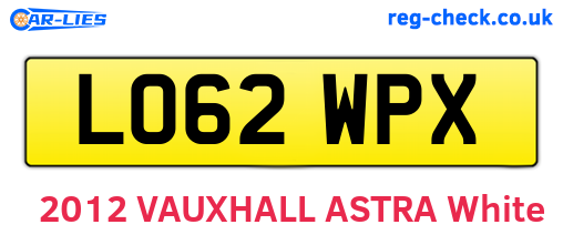 LO62WPX are the vehicle registration plates.