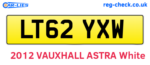 LT62YXW are the vehicle registration plates.