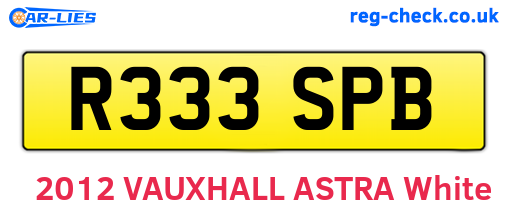 R333SPB are the vehicle registration plates.