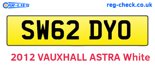 SW62DYO are the vehicle registration plates.