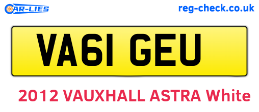 VA61GEU are the vehicle registration plates.