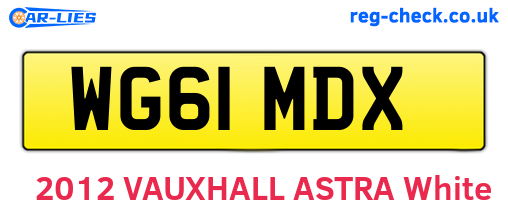 WG61MDX are the vehicle registration plates.