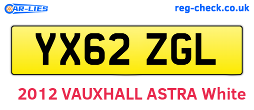 YX62ZGL are the vehicle registration plates.