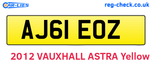 AJ61EOZ are the vehicle registration plates.