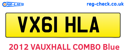 VX61HLA are the vehicle registration plates.