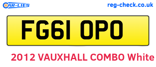 FG61OPO are the vehicle registration plates.