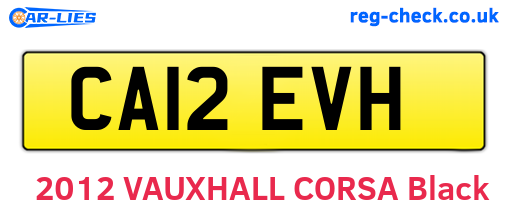 CA12EVH are the vehicle registration plates.