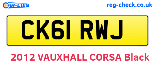 CK61RWJ are the vehicle registration plates.