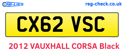 CX62VSC are the vehicle registration plates.