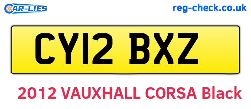 CY12BXZ are the vehicle registration plates.